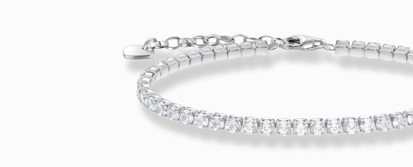 Silver tennis bracelet with white zirconia