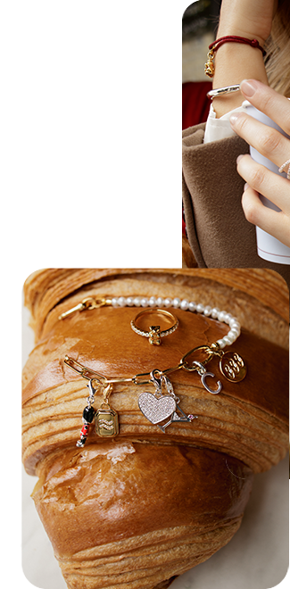 Gold-plated Charm Bracelet with Charms Croissant