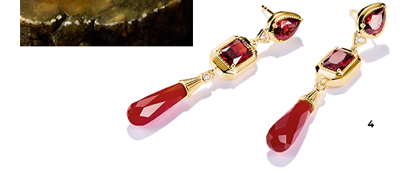 18k Gold Plated Earrings with Red Stones Elyndra