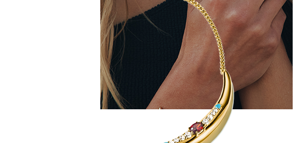18k Gold Plated Half-Form Necklace with Red Zirconia Stone Elyndra