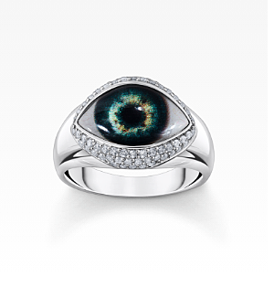 Silver ring with all-seeing eye with white zirconia
