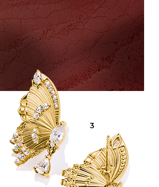 Gold-plated ear studs Butterfly Paradise with stones