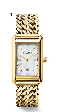 Gold-coloured ladies' watch Elegance in a rectangular shape