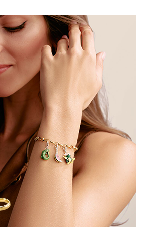 Charm bracelet with three Connect links gold-plated