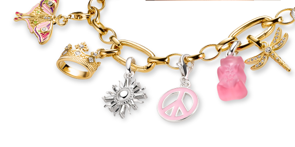 Charm bracelet with three Connect links gold-plated