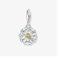Silver charm pendant Lovely Daisy with stones