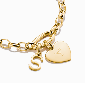 Charm bracelet paperclip with Connect link gold-plated