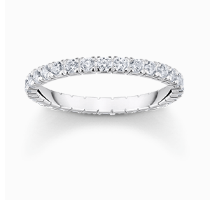 Silver ring in delicate design with white zirconia