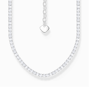 Silver necklace with white stones