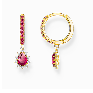 Gold-plated hoop earrings with pendant Vintage Romance