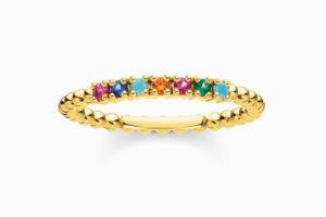 Ring dots colourful stones gold