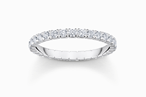 Silver ring in delicate design with white zirconia