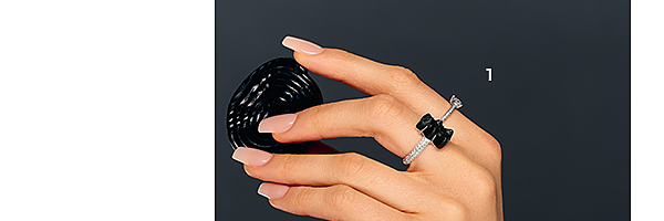Silver ring with black Goldbear and zirconia