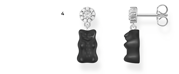 Silver ear studs with black Goldbears