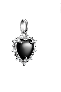 Charm pendant black vintage heart Connect silver