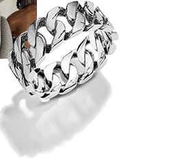  Band ring in curb design with vintage finish