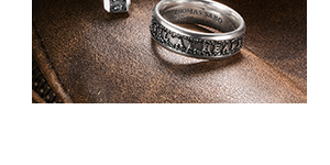 Rebel Icons band ring with REBEL AT HEART lettering