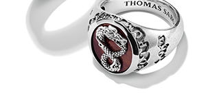 Rebel Icons signet ring with dragon and red tiger's eye