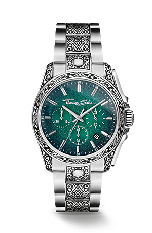 Rebel at Heart Engraved watch dark green