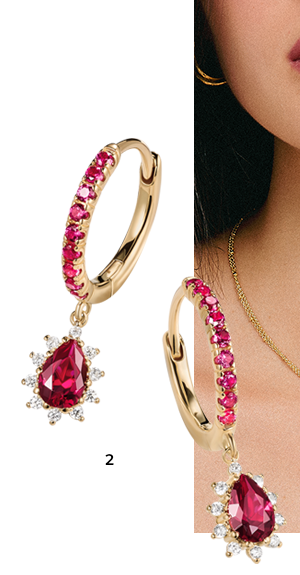 Gold-plated hoop earrings with pendant Vintage Romance