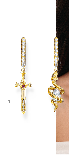 Gold-plated hoop earrings with pendant Tempting Romance