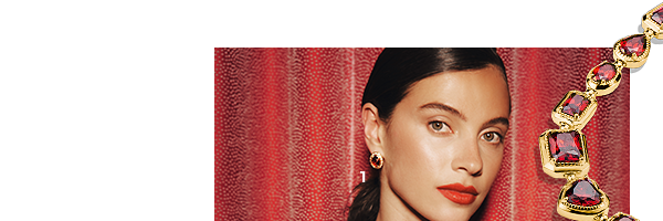 18k Gold Plated Clip-On Earrings with Red Stones Elyndra