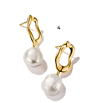 Gold-plated earrings with freshwater pearl Natural Beauty