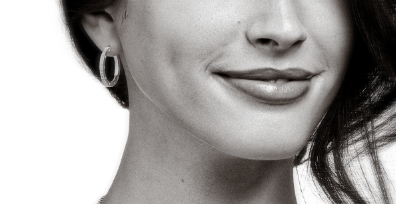 Silver big thin hoop earrings with white zirconia