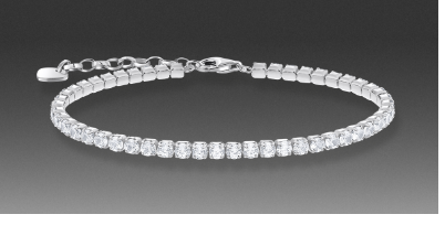 Silver tennis bracelet with white zirconia