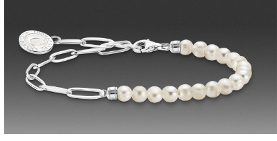 Charm bracelet with white pearls and Coin silver