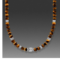 Necklace with tiger's eye beads silver