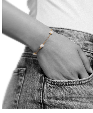 Gold-plated bracelet with freshwater pearls Natural Beauty