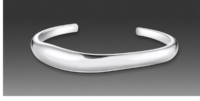 Silver bangle in organic shape
