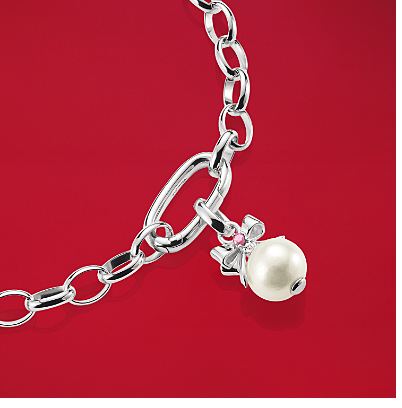 Silver Charm Pendant Pear with Bow Connect