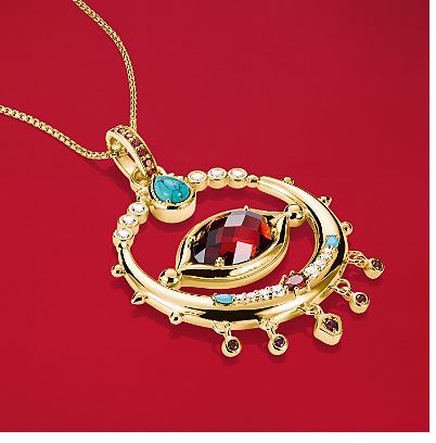 18k Gold Plated Eye Pendant with Red Zirconia Stone Elyndra
