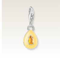 Charm pendant orange drop silver