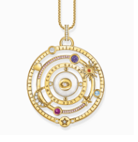 Yellow-gold plated pendant with half-ball and colourful stones