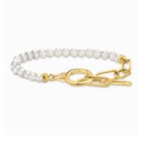 Yellow-gold plated bracelet with freshwater cultured pearls