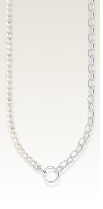 Charm necklace with white pearls and Coin silver