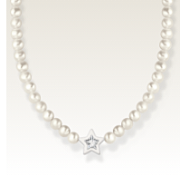 Necklace with freshwater pearls and cold enamel silver