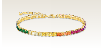 Tennis bracelet with colourful stones gold plated