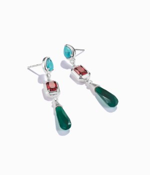 Silver Earrings with Multicolored Stones Elyndra