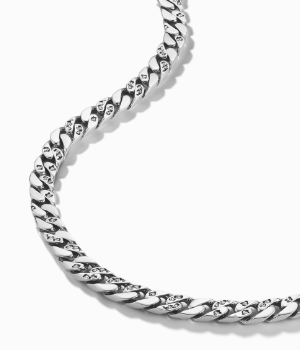 Silver Necklace Curb Chain Skull Details Rebel Icons