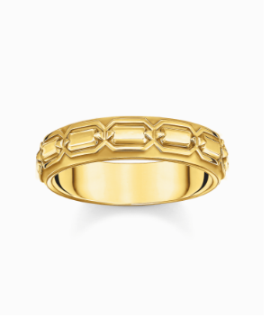 Yellow-gold plated band ring with crocodile detailing