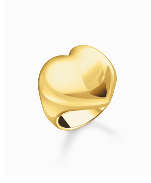Gold-plated ring heart-shaped