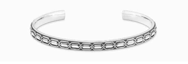 Blackened silver bangle narrow crocodile shell
