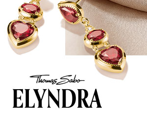 18k Gold Plated Drop Earrings with Red Heart Stones Elyndra