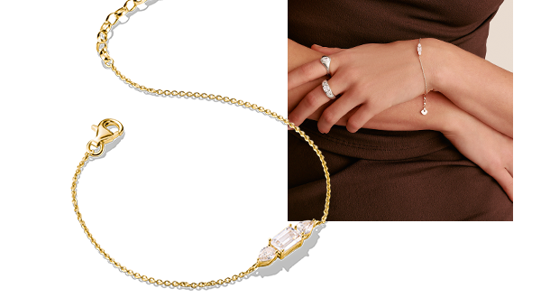 Golden Bracelet with Sparkling Zirconia Stones Bold Elegance