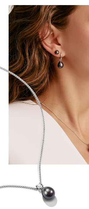 Silver Necklace with Grey Imitation Teardrop Pearl