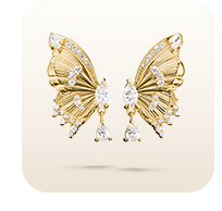 Gold-plated ear studs Butterfly Paradise with stones